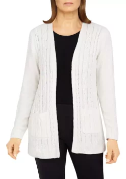 Hot Sale 😍 Alfred Dunner 👩 Women's Open Front Chenille Cardigan with Pockets 💯 -Alfred Dunner Sales Belk 97