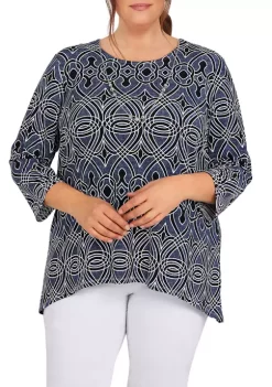 Deals π Alfred Dunner Plus Size Biadere Puff Print Top π