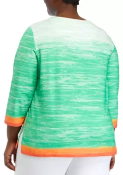 Flash Sale 🛒 Alfred Dunner Plus Size 3/4 Sleeve Scenic Print Top 👏 -Alfred Dunner Sales Belk 976