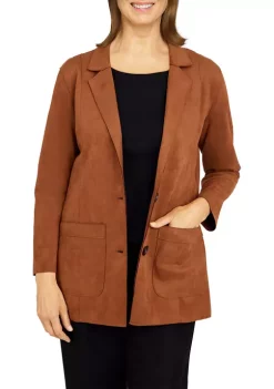 Top 10 ⌛ Alfred Dunner Petite Madacascar Faux Suede Jacket with Patch Pockets ✔️ -Alfred Dunner Sales Belk 981